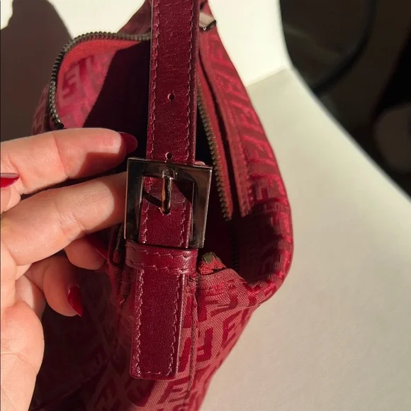 Vintage Fendi Red Zucchino Mini Pochette by Karl Lagerfield - Picture 8 of 9